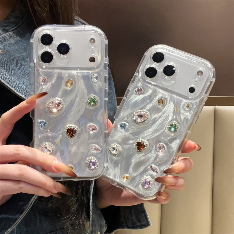 Apple Iphone 15 - Koreaanse Kleur Edelstenen Hars Leuke Telefoon