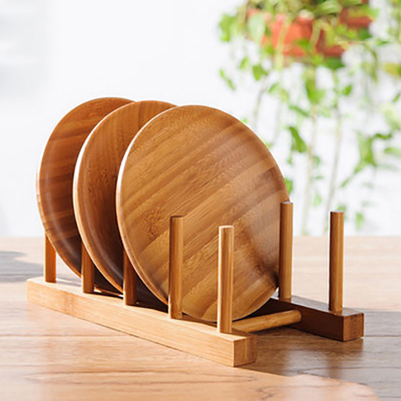 Bamboo Cutlery Set - Keuken Afdruiprek Rek Schotel Pot Deksel